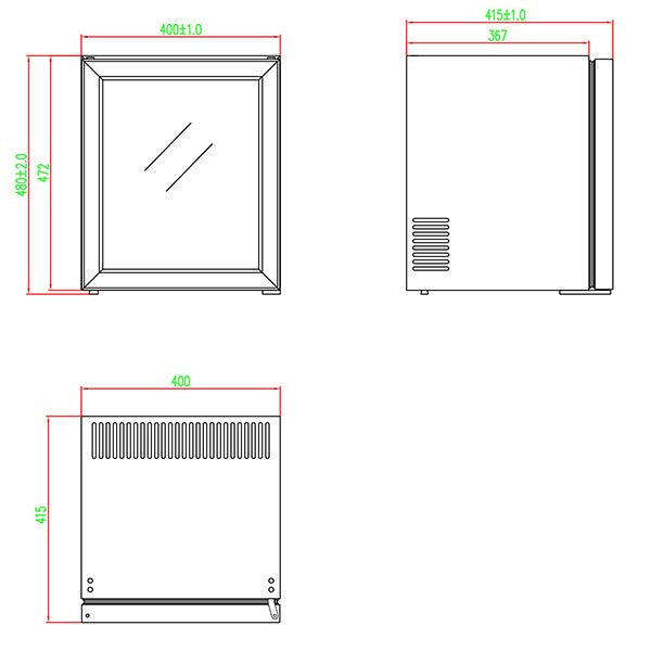 Blizzard BMB30G Mini Bar (10 bottles)
Drawing of dimensions
