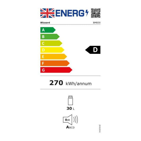 Blizzard BMB30 Mini Bar
Energy label D
270 kWh/Annum
30L