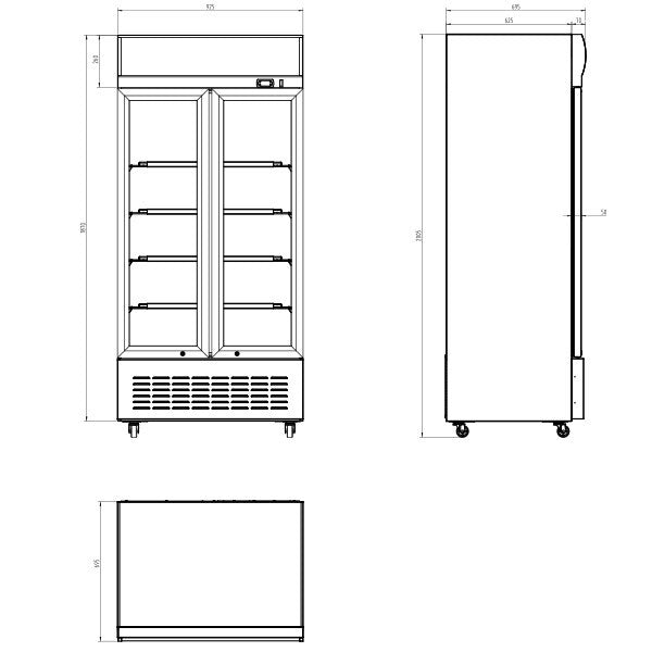 Blizzard GD630SL Double Glass Sliding Door Merchandiser 630l