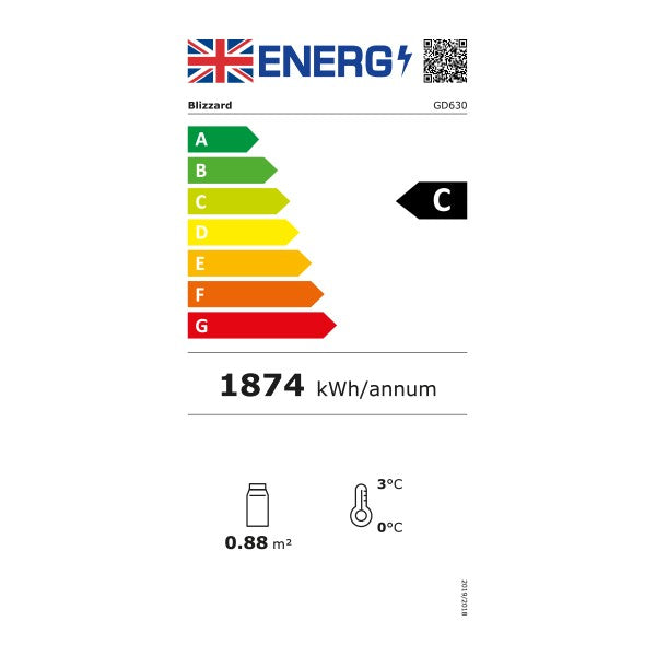 Blizzard GD630 Double Glass Door Merchandiser 630l