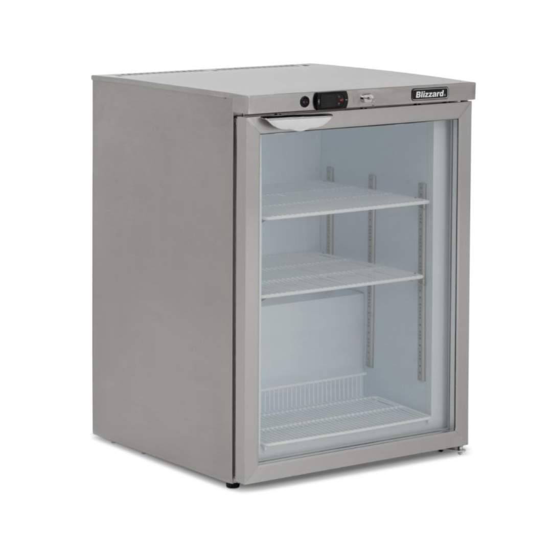 Blizzard UCF140CR Glass Door Stainless Steel Under Counter Freezer 105l
