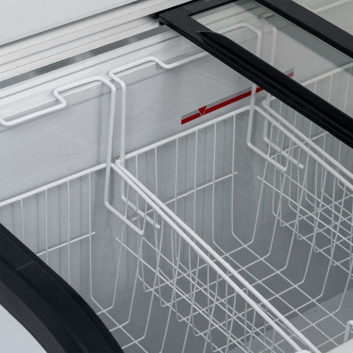 Blizzard BDF Curved Glass Lid Freezer
Detail of inside - hanging storage baskets
