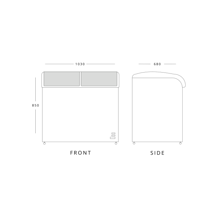 Blizzard BDF Curved Glass Lid Freezer
Drawing of BDF32 - Dimensions front and side