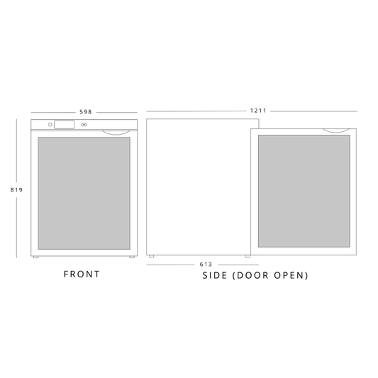 Blizzard UCF140CR Glass Door Stainless Steel Under Counter Freezer 105l