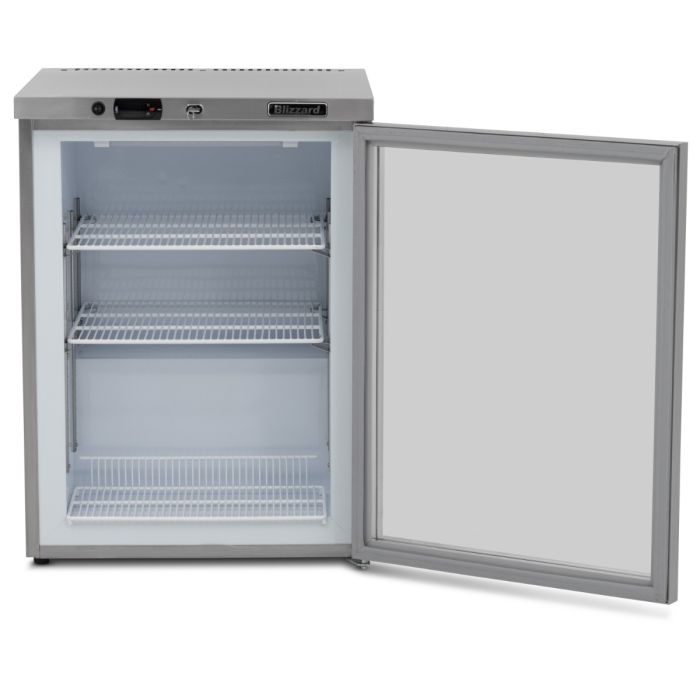 Blizzard UCF140CR Glass Door Stainless Steel Under Counter Freezer 105l