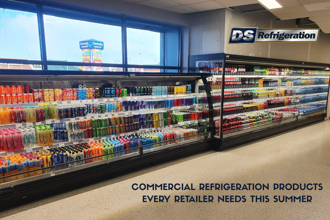 Commercial refrigeration products including bottle coolers, display fridges, island freezers and ice cream displays for summer retail.