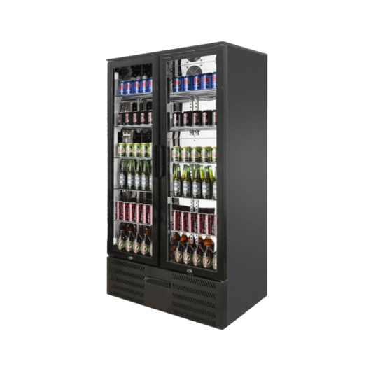 Commercial Bottle Cooler side / front view - stocked