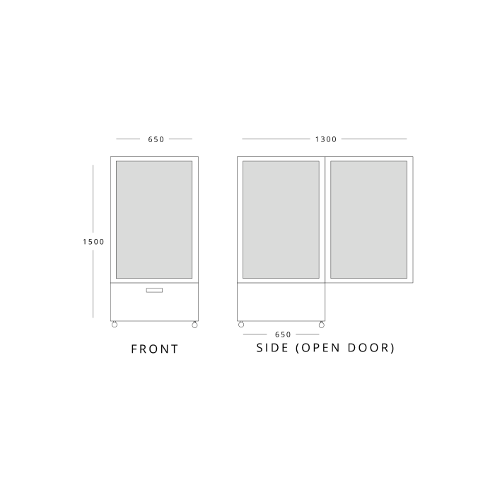 Blizzard CD270L Square Case Cake Display 270l
Drawing of dimensions